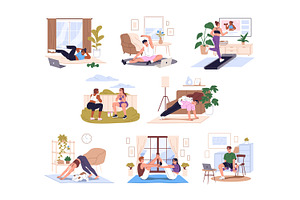 People do sports, home workout set, a Sport Illustration by PaperTrident