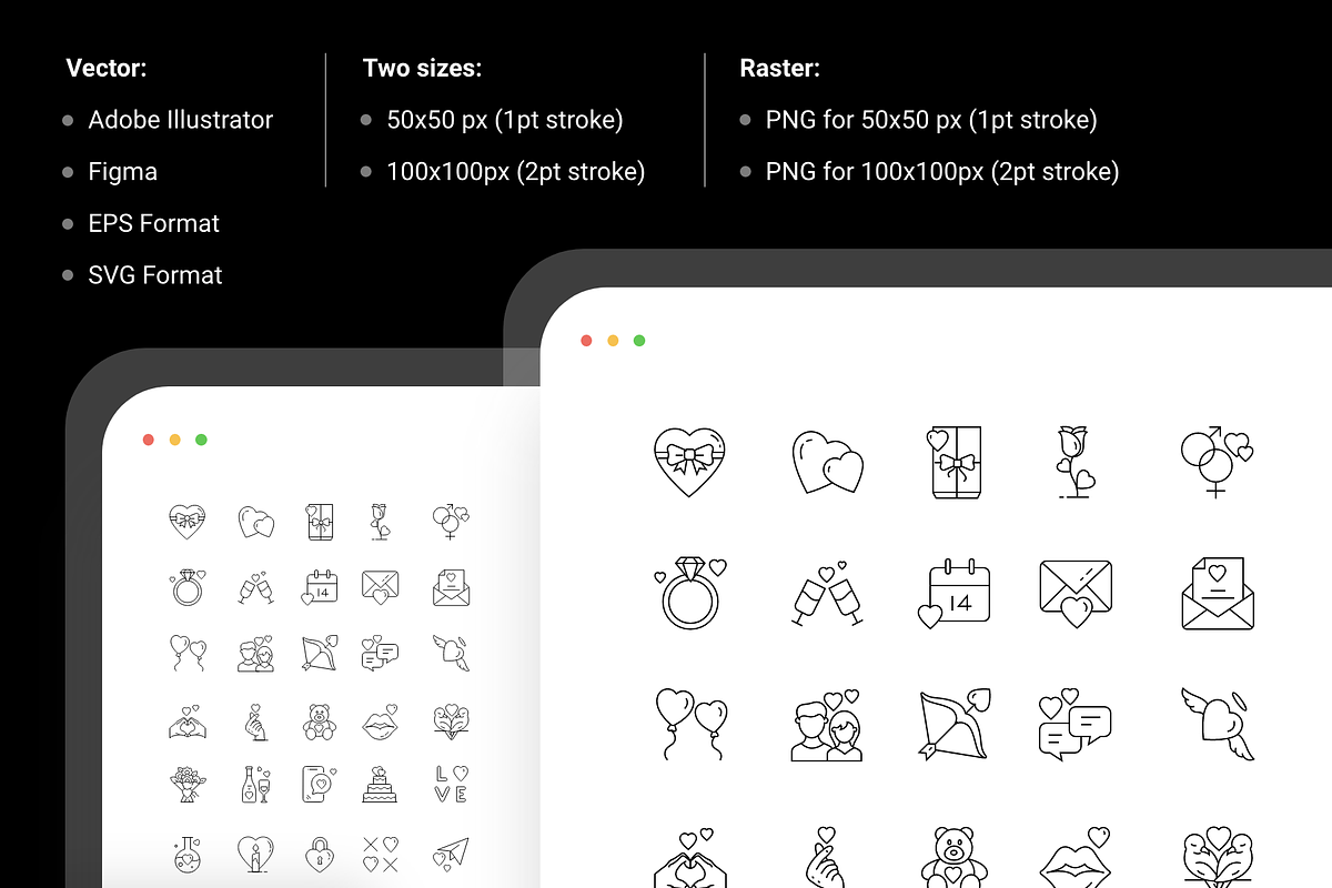Valentines line icon pack, an Outline Icon by Ragul Creates (Photo 2 of 3)