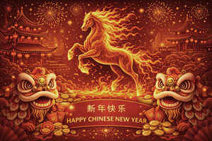 Fire Horse with Chinese Lions and Fi, a Holiday Photo by Perpis