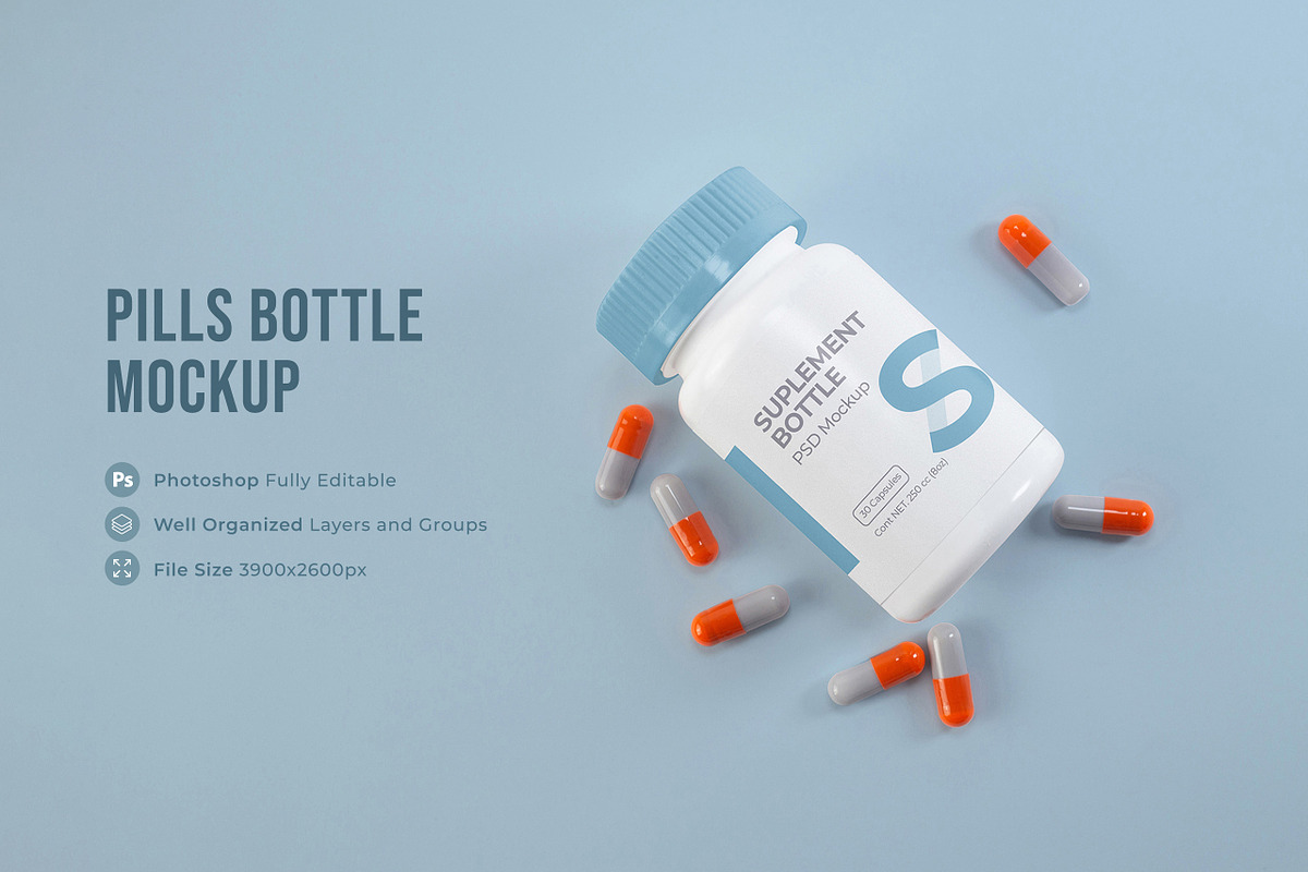 Pills Bottle Mockup, a Packaging Mockup by Graphicboom (Photo 1 of 4)