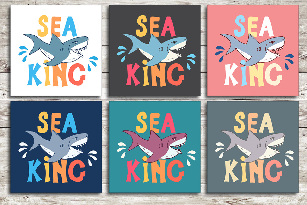 Cute Sharks Set and Patterns, an Animal Illustration by Lemon Workshop (Photo 12 of 16)