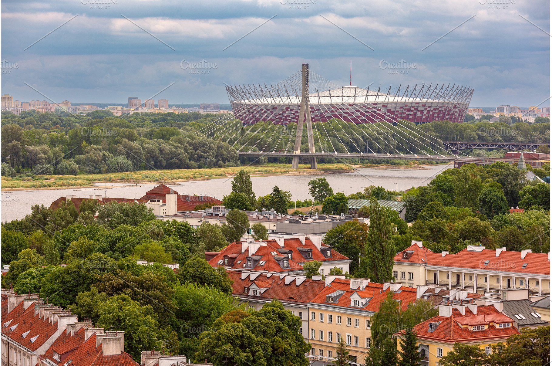 National Stadium and Vistula River, an Architecture Photo by kavalenkava