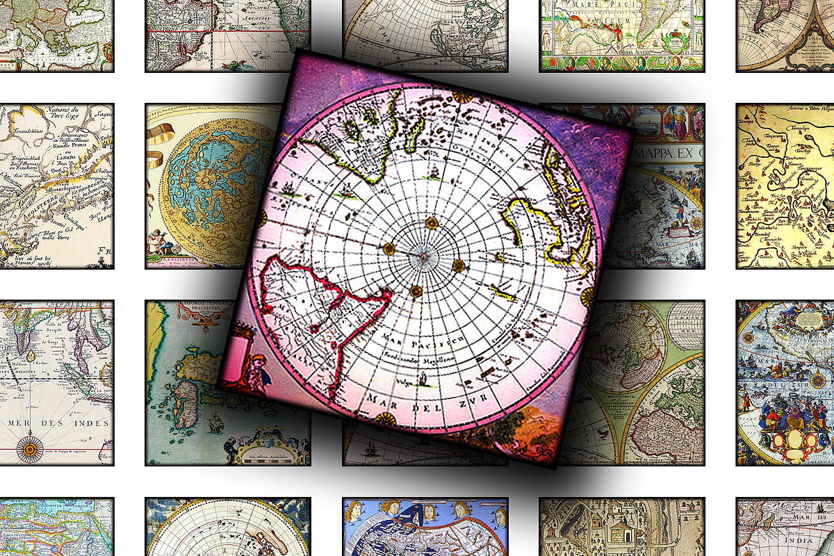 Digital Collage Sheet - Antique Maps, a Print Template by Kseniya-Omega (Photo 3 of 3)