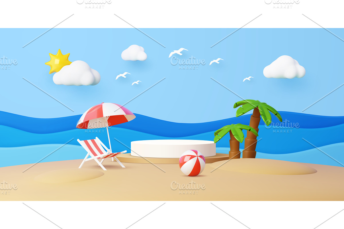 Summer beach podium stage, a Decorative Illustration by Buch&Bee