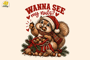 Funny Christmas Squirrel PNG