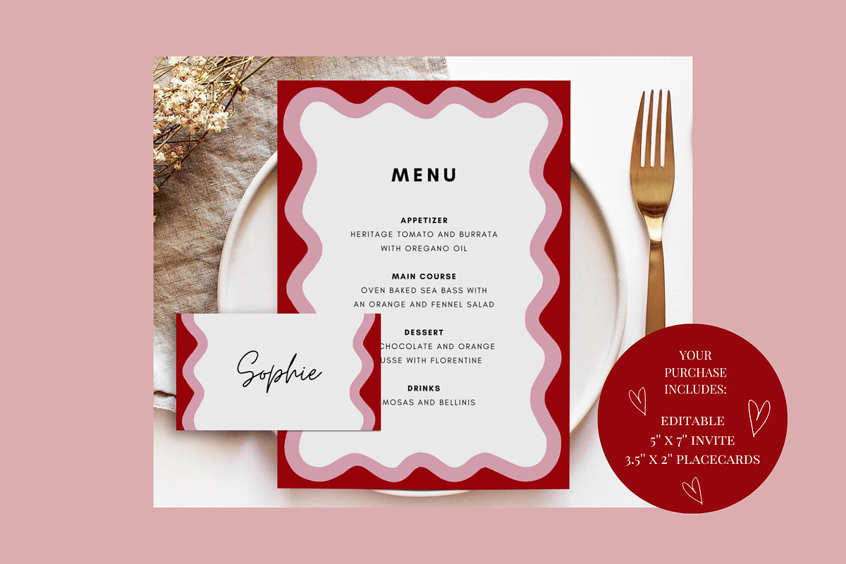 Pink Waves Menu Template, a Stationery Template by ForeverPrint (Photo 4 of 12)
