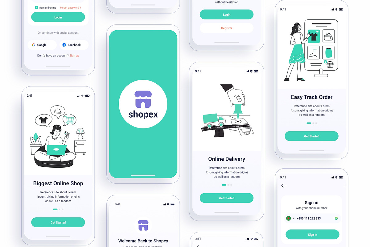 Shopex- eCommerce Mobile App UI Kits, an Android Mockup by RiveupDigital (Photo 2 of 5)