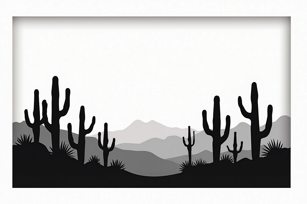 Southwestern Cactus Mountain Vector, an Illustration by hafijul (Photo 13 of 15)
