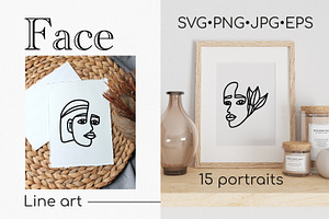 One line art woman face SVG