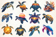 Sunset Sea Turtle Sublimation Bundle, an Illustration by Dream Creation (Thumbnail 3 of 4)