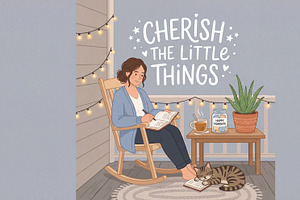 Cherish the Little Things Quote, a Decorative Illustration by Virgo Studio