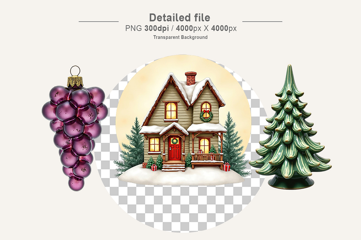 Retro Christmas Toys Watercolor PNG, an Illustration by Artnoy (Photo 3 of 8)