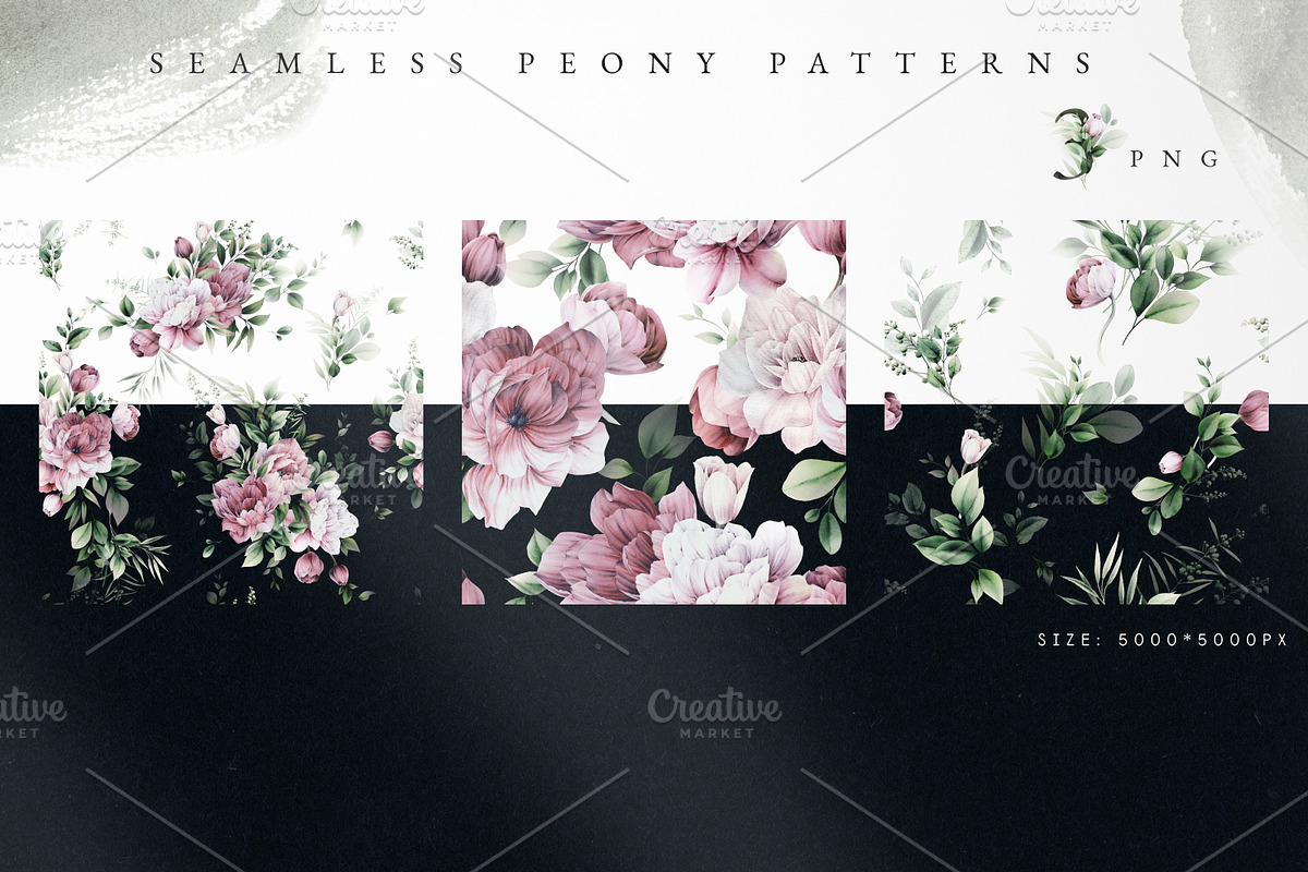 SWEET PEONIES, Watercolor collection, a Texture Illustration by ollalya (Photo 12 of 15)