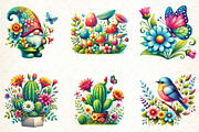 Watercolor Spring Garden Clipart, an Illustration by DreamCafeArt (Thumbnail 2 of 4)