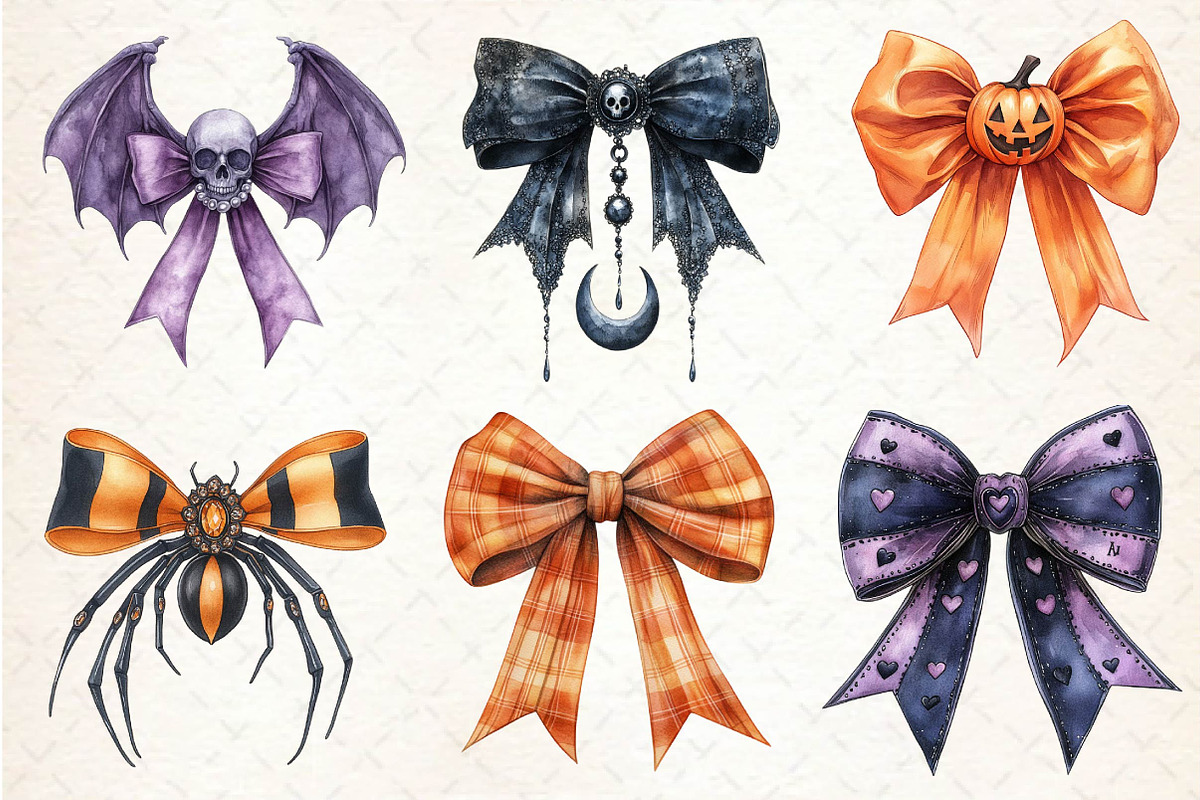 Halloween Coquette Bow Clipart, an Illustration by Dream Creation (Photo 5 of 7)