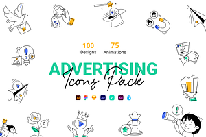 Advertising Animated Icons, an Outline Icon by Vectors Market