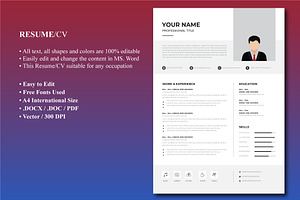 Executive Resume / CV Template, a Resume Template by Blue Digital Studio