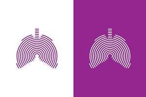 A purple and white logo of a lung, a Healthcare Illustration by GraphiShop