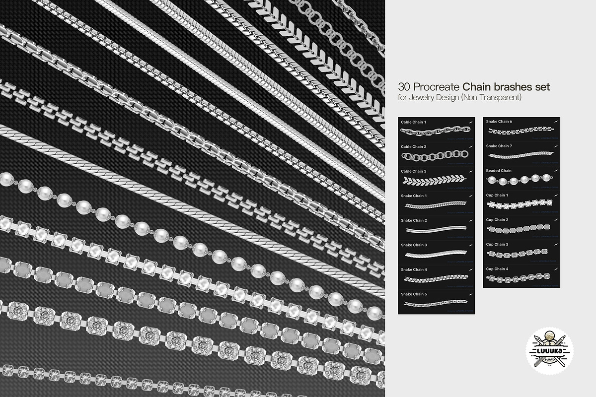 30 Procreate Chain brashes set, a Brush Add-On by Luuuka studio (Photo 5 of 6)