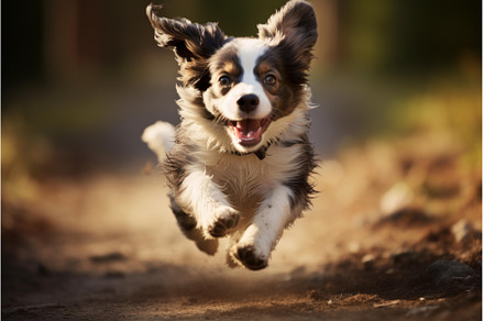 Playful Running funny fluffy dog in, an Animal Photo by Ylivdesign