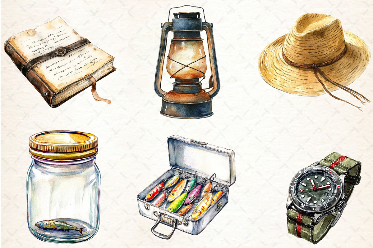 Summer fishing Equipments Clipart, an Illustration by Rose Art (Photo 2 of 4)