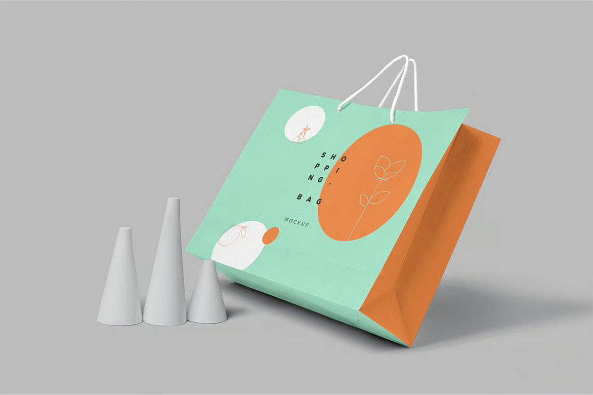 4 Paper Shopping Bag Mockups, a Packaging Mockup by megostudi0 (Photo 3 of 6)