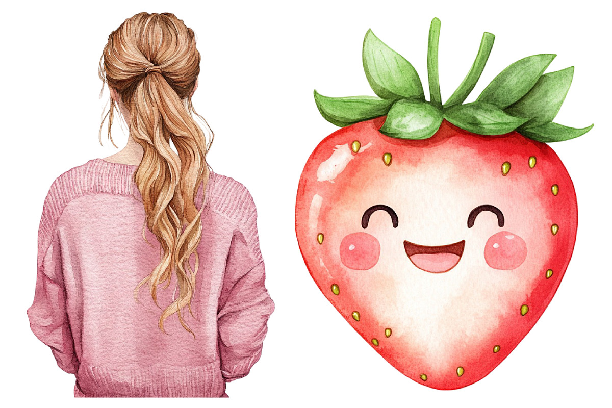 Watercolor Little Coquette Clipart, a Seasonal Illustration by CitraGraphics (Photo 5 of 7)