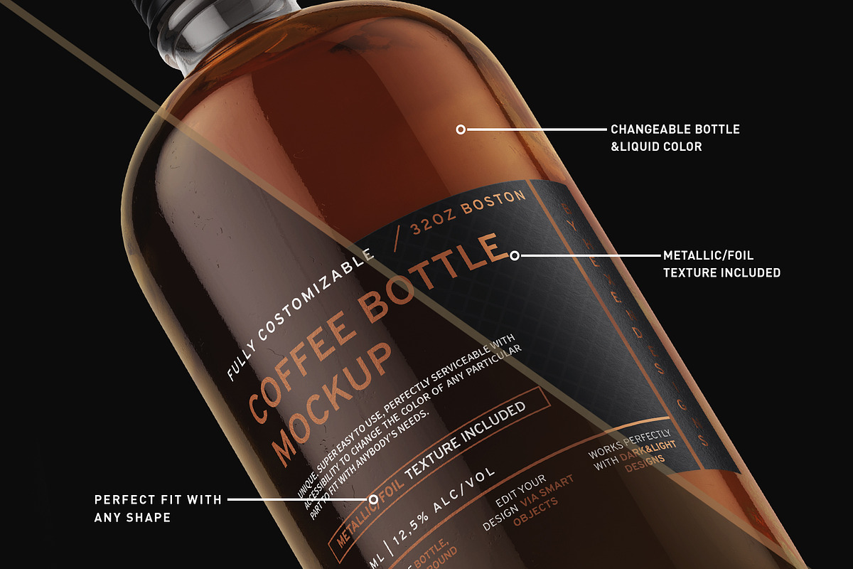 32oz Boston/Coffee Bottle Mockup, a Product Mockup by HexenDesigns (Photo 6 of 11)