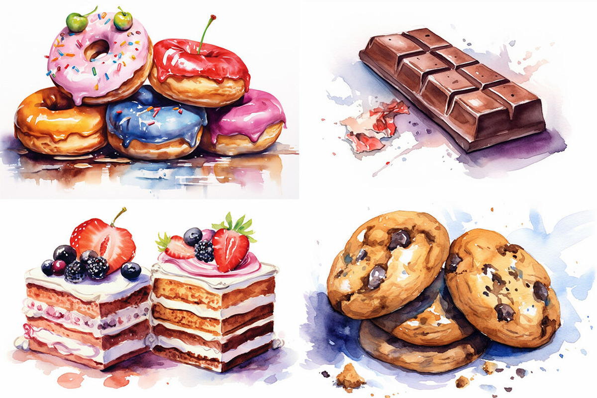 Sweet Treats Watercolor Collection, a Food Illustration by artsy-fartsy (Photo 2 of 7)
