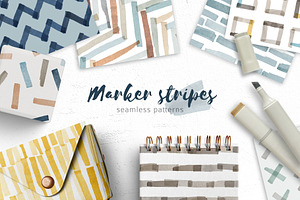 Marker Stripes Seamless Patterns