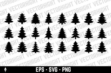 Set of pine tree icons