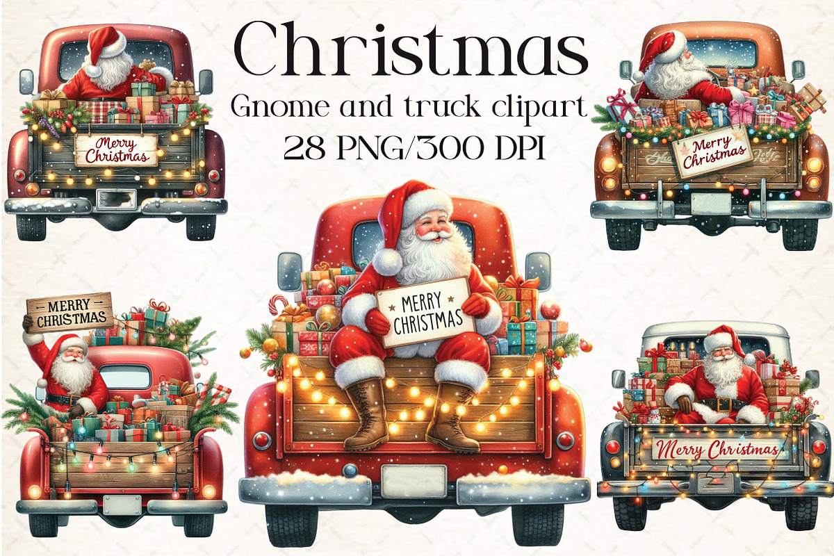Christmas Gnome and Truck-28 PNG, an Illustration by Libby Wishes (Photo 1 of 6)