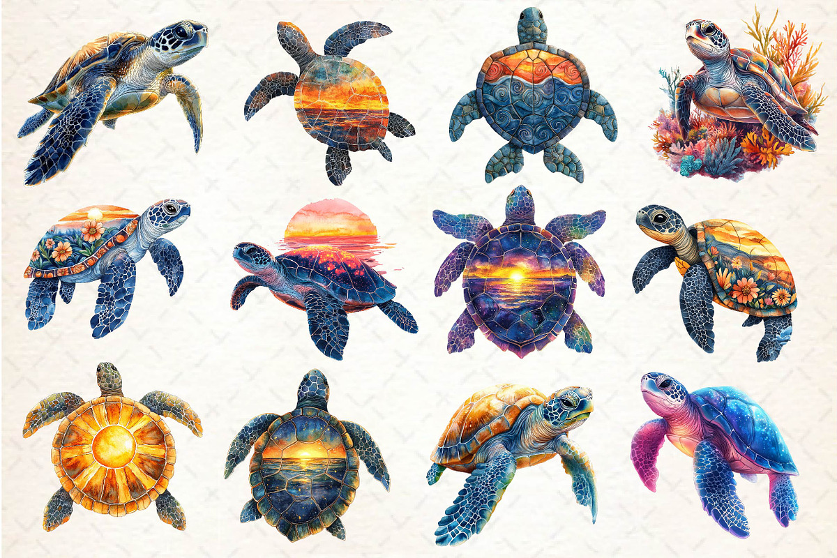 Sunset Sea Turtle Sublimation Bundle, an Illustration by Dream Creation (Photo 3 of 4)