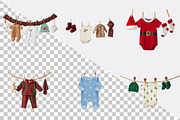 Christmas Baby Clothesline Clipart B, an Illustration by SVGArt (Thumbnail 4 of 8)