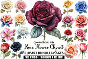 Rose Flower Clipart Bundle, an Illustration by Craft Nest (Thumbnail 1 of 6)