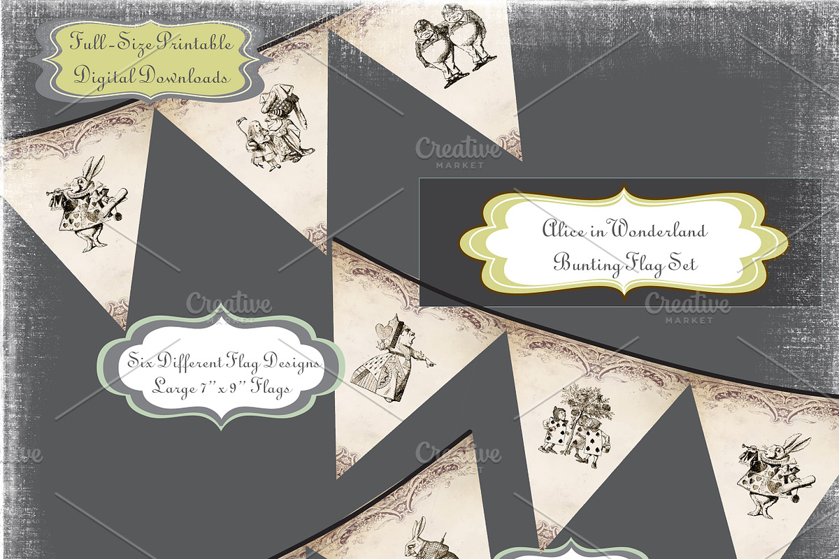 Alice in Wonderland Bunting Flags