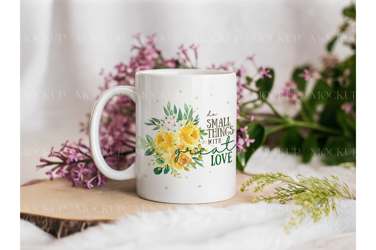 White Cup with Spring Flowers, a Product Mockup by MockupWizard (Photo 2 of 3)