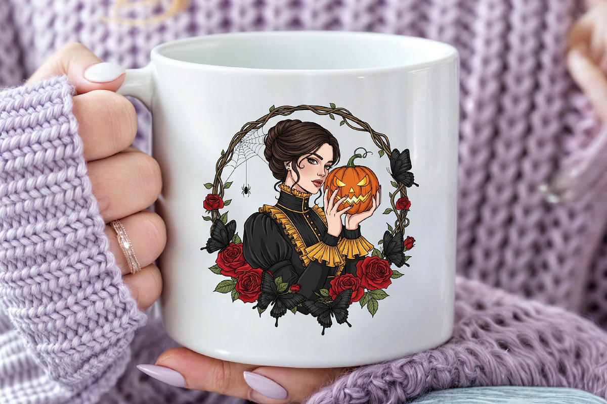 Gothic Victorian Lady Skull PNG, an Illustration by Craft Nest (Photo 5 of 6)
