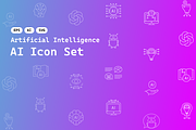Artificial Intelligence Icon Set, an Outline Icon by designerbianca (Thumbnail 1 of 5)