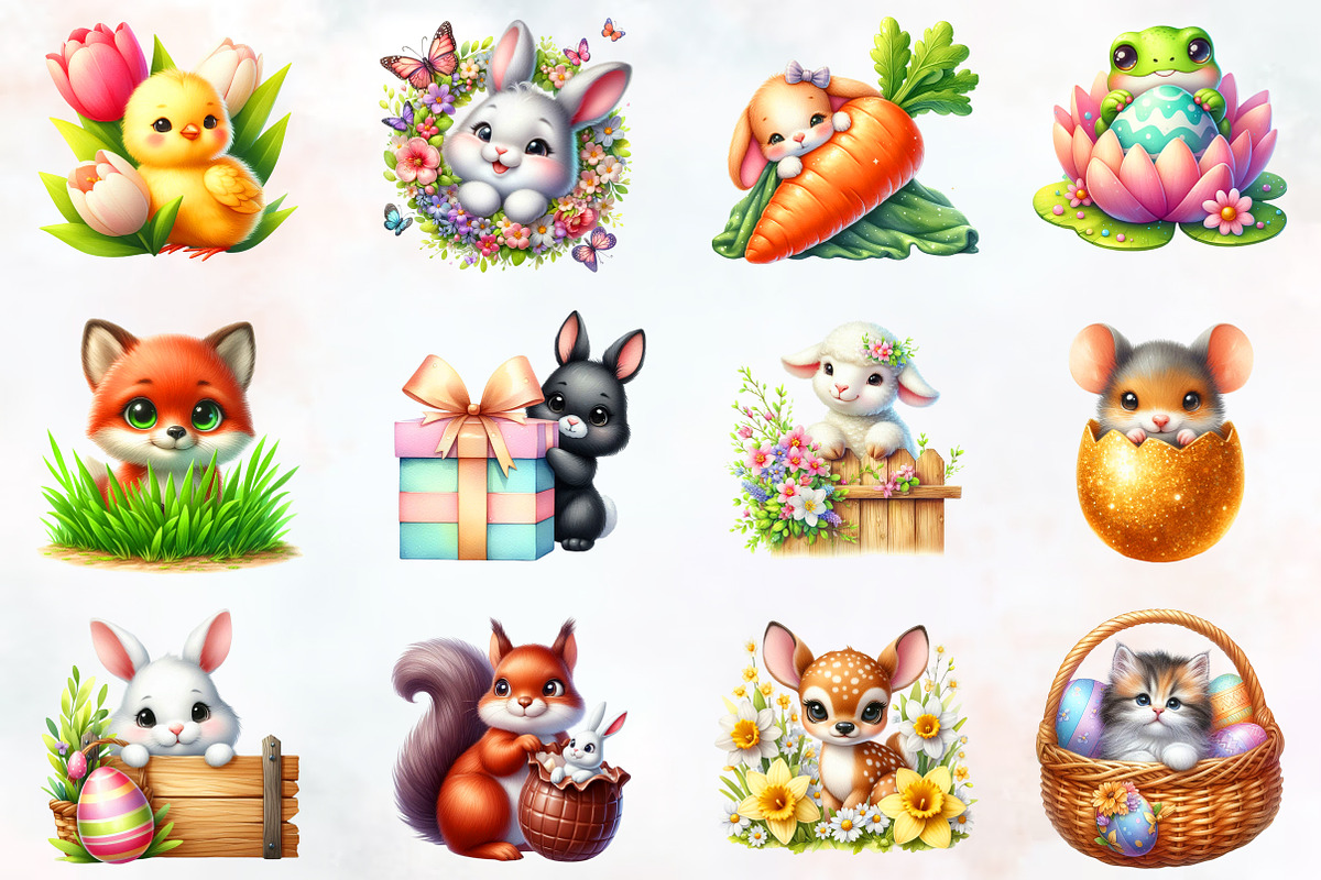 Cute Peeking Easter Animals Clipart, an Illustration by RobertsArt (Photo 4 of 7)