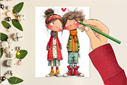 Watercolor Valentine Couple Clipart, an Illustration by DreamCafeArt (Thumbnail 4 of 6)