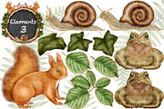 Forest Wonders Watercolor clipart, an Illustration by Happy Sloth Graphics (Thumbnail 5 of 16)