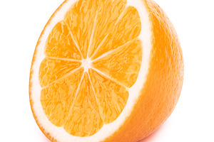 Half of orange fruit slice isolated