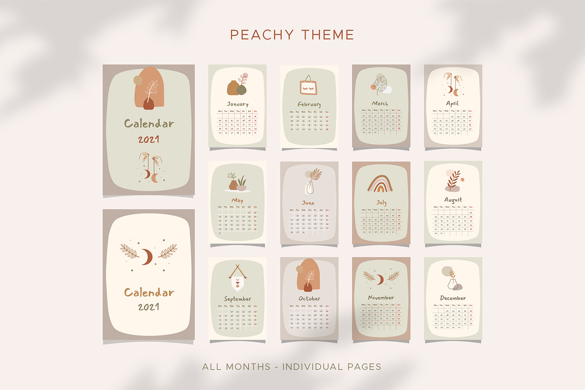 2021 Wall Calendar Cute Illustration, a Templates & Theme by Kalstud (Photo 5 of 8)