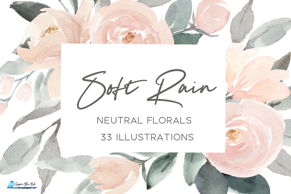 Pink, Beige and Grey Florals, an Illustration by Graphic Blue Bird (Photo 1 of 6)