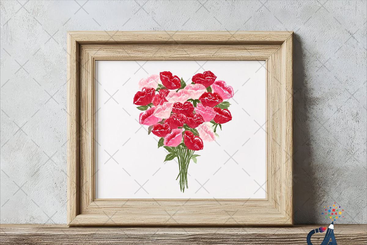 Watercolor Valentines Roses Clipart, an Illustration by Creative Art (Photo 4 of 6)