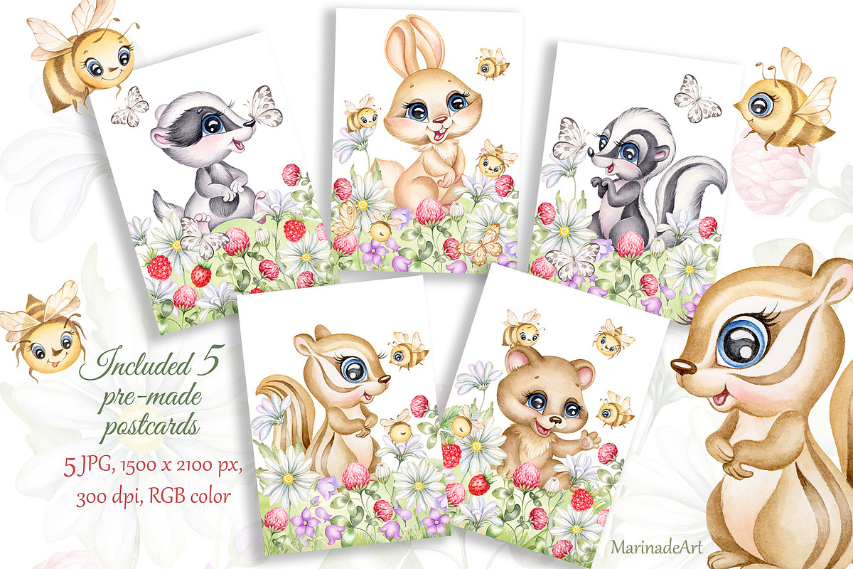 Cute Woodland Animals. Baby Forest 1, an Animal Illustration by MarinadeArt (Photo 5 of 10)