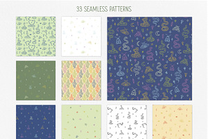 Snake Dreams. Seamless Line Patterns