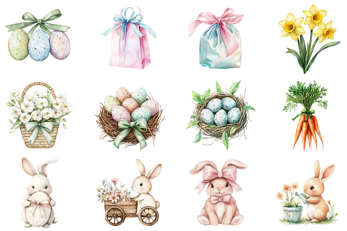 Watercolor Rustic Happy Easter Bunny, an Illustration by CitraGraphics (Photo 2 of 5)