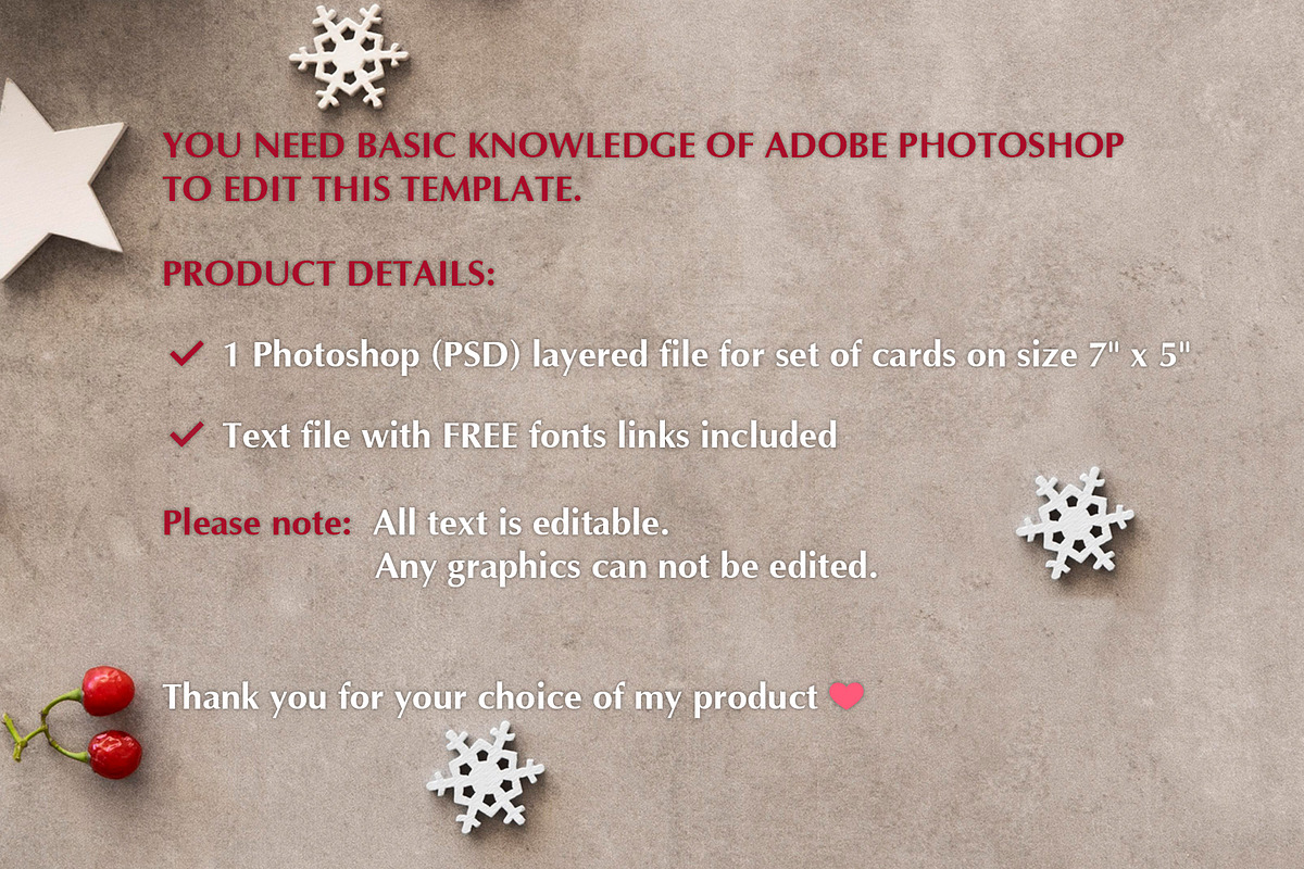 Snowflakes Photo Cards Template PSD, a Card Template by PSD templates and Photos (Photo 6 of 6)